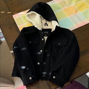NWOT Joe's Jeans Black Hooded Sherpa-Lined Jean Jacket